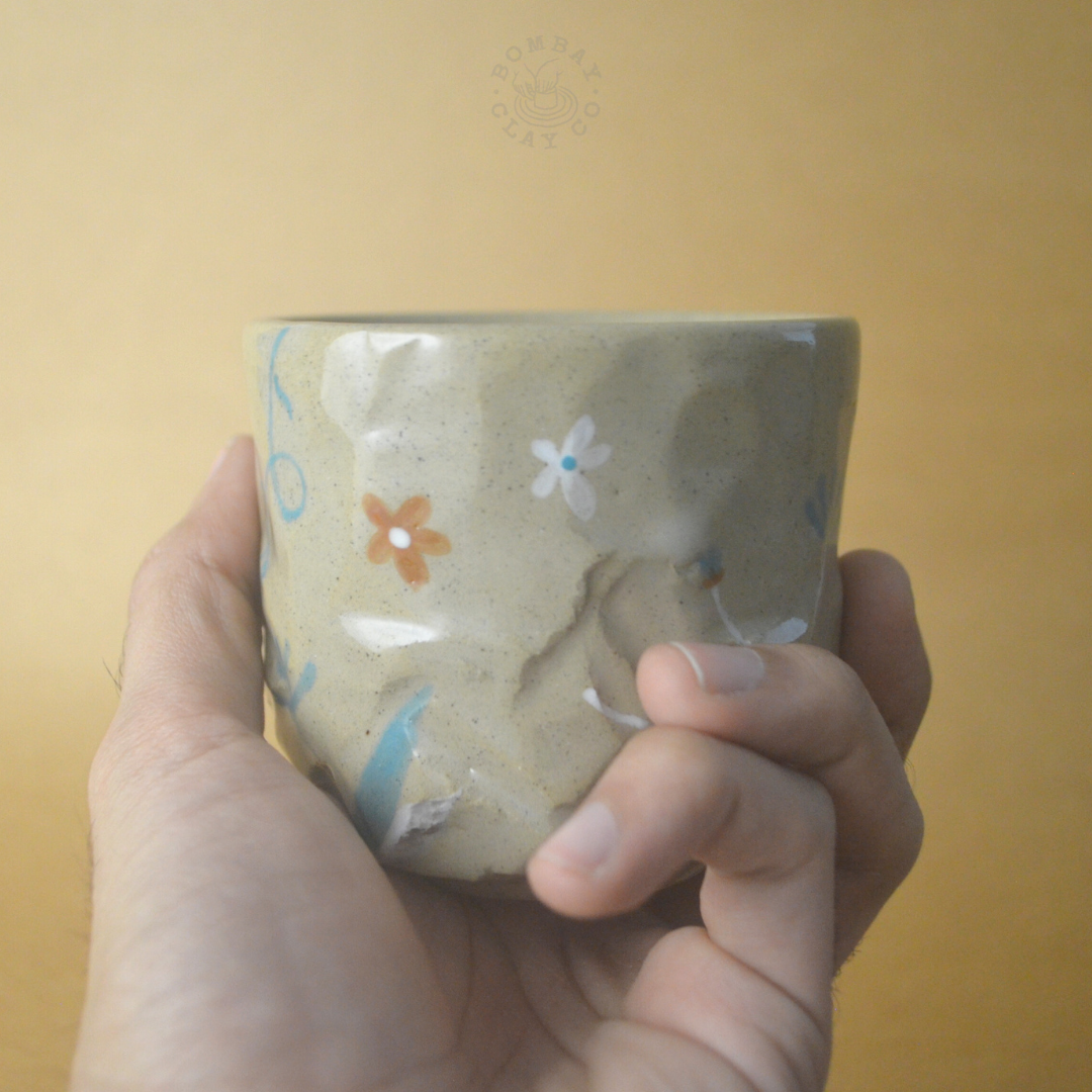 Glass | Faceted Rock | Fallen Flowers | Blue-Brown |