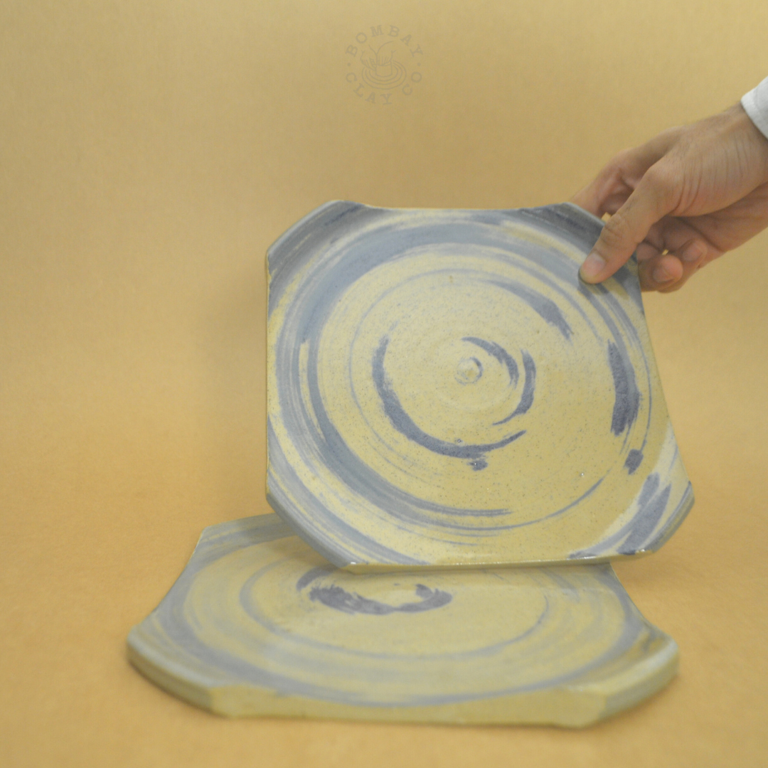 Plate | Nerikomi | Blue |