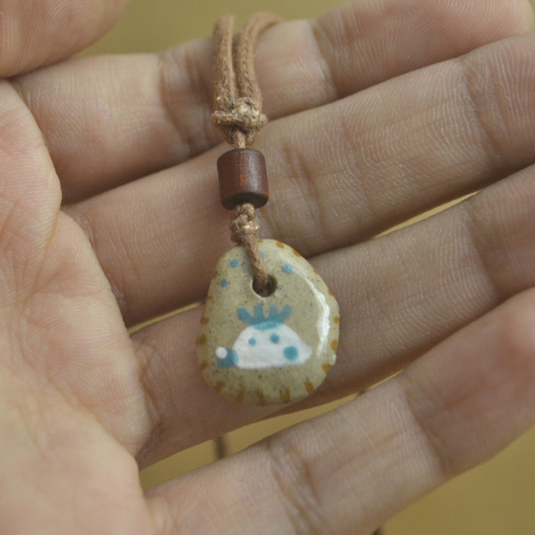 Necklace | Jungle Jam (Tortoise+Bird) | Brown-Blue |