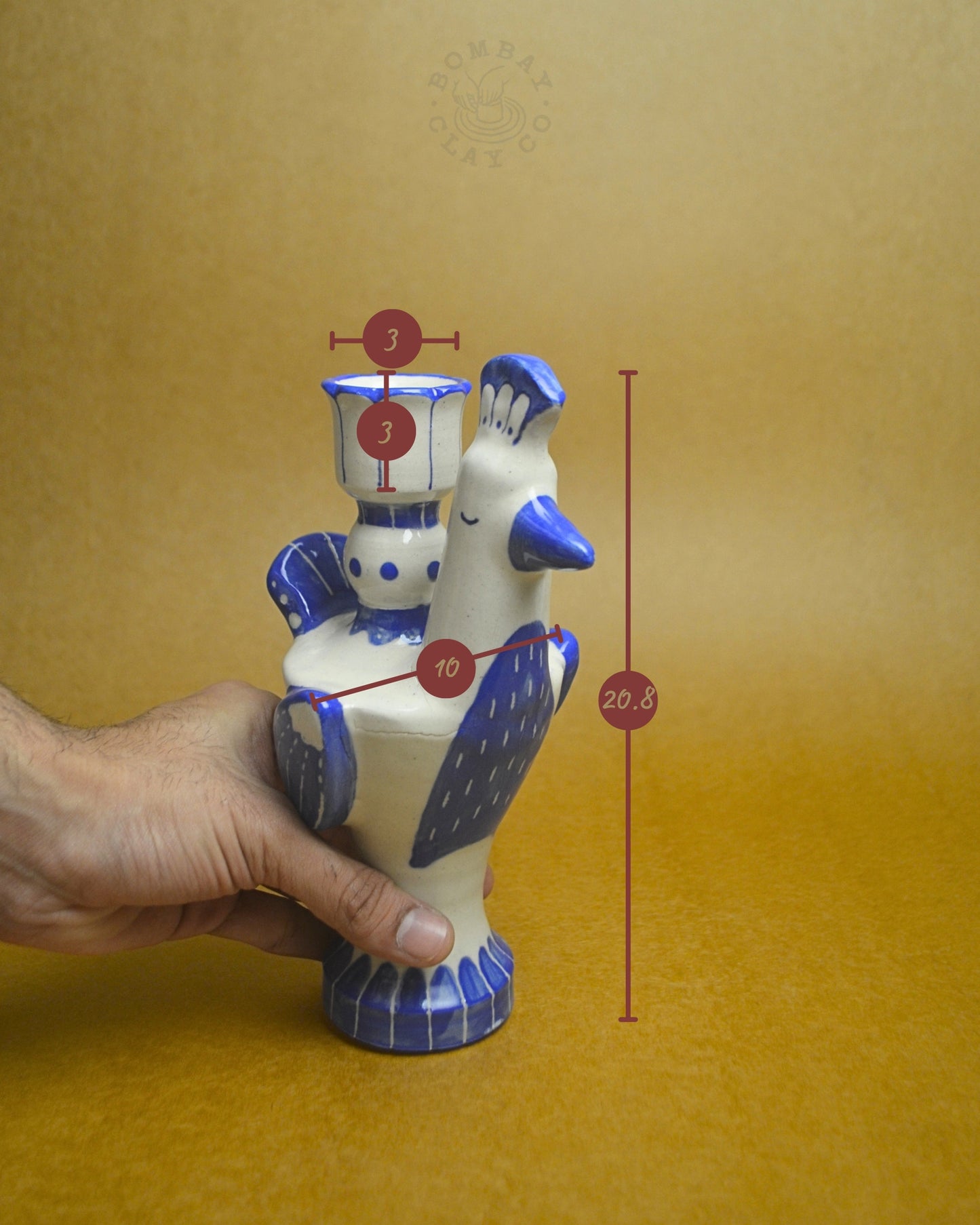 Candle Holder | Bird | Blue