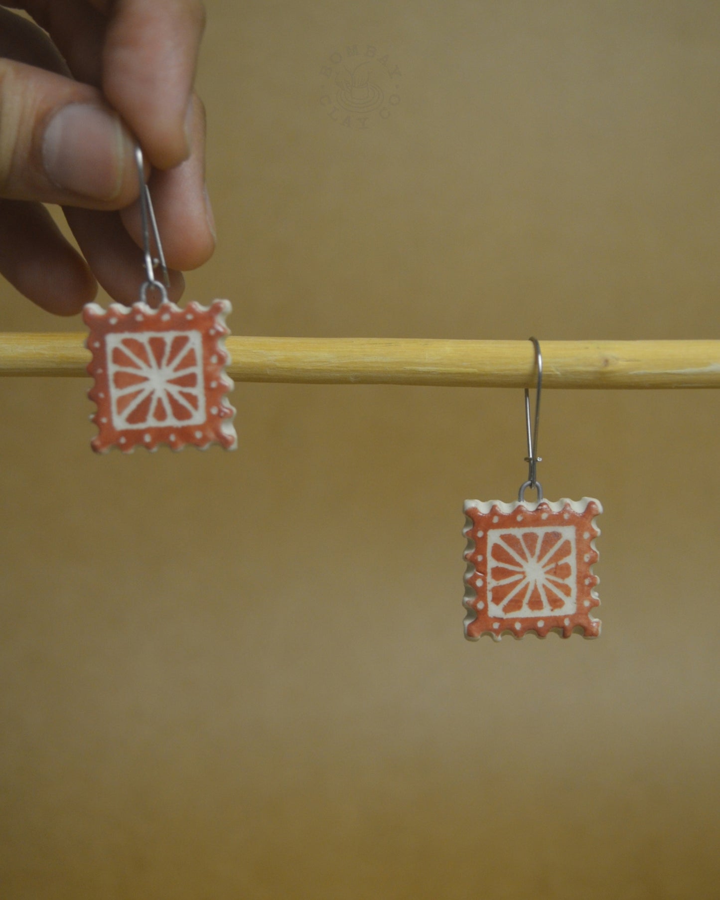 Earrings | Flower Postcard | Brown
