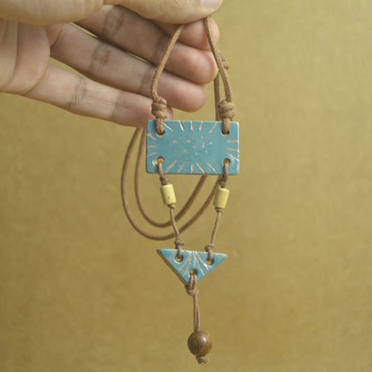 Necklace | Lines & Dots (Gopuram) | Blue |