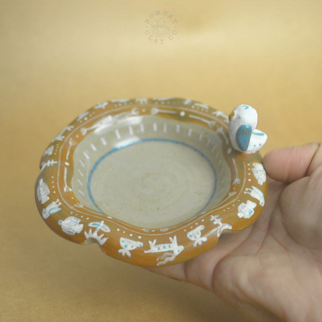 Small Plate with Bird | Jungle Jam | Blue-Brown |