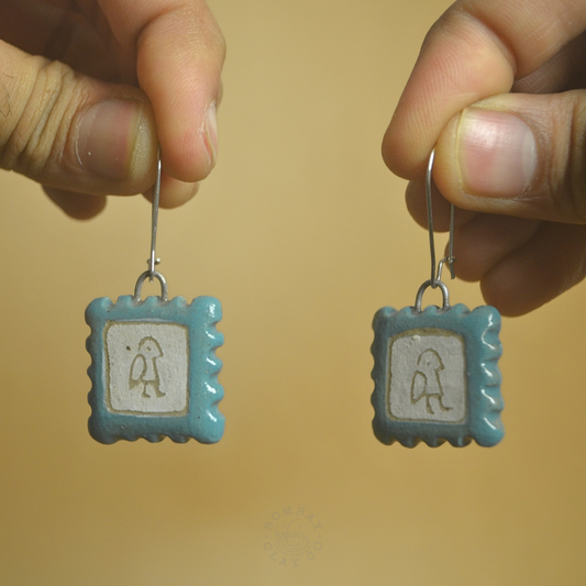 Earring | Jungle Jam (Penguin) | Blue-White