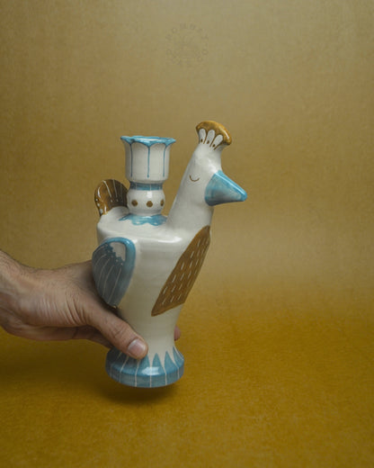 Candle Holder | Bird | Blue-Brown