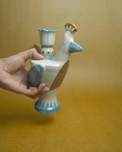 Candle Holder | Bird | Blue-Brown