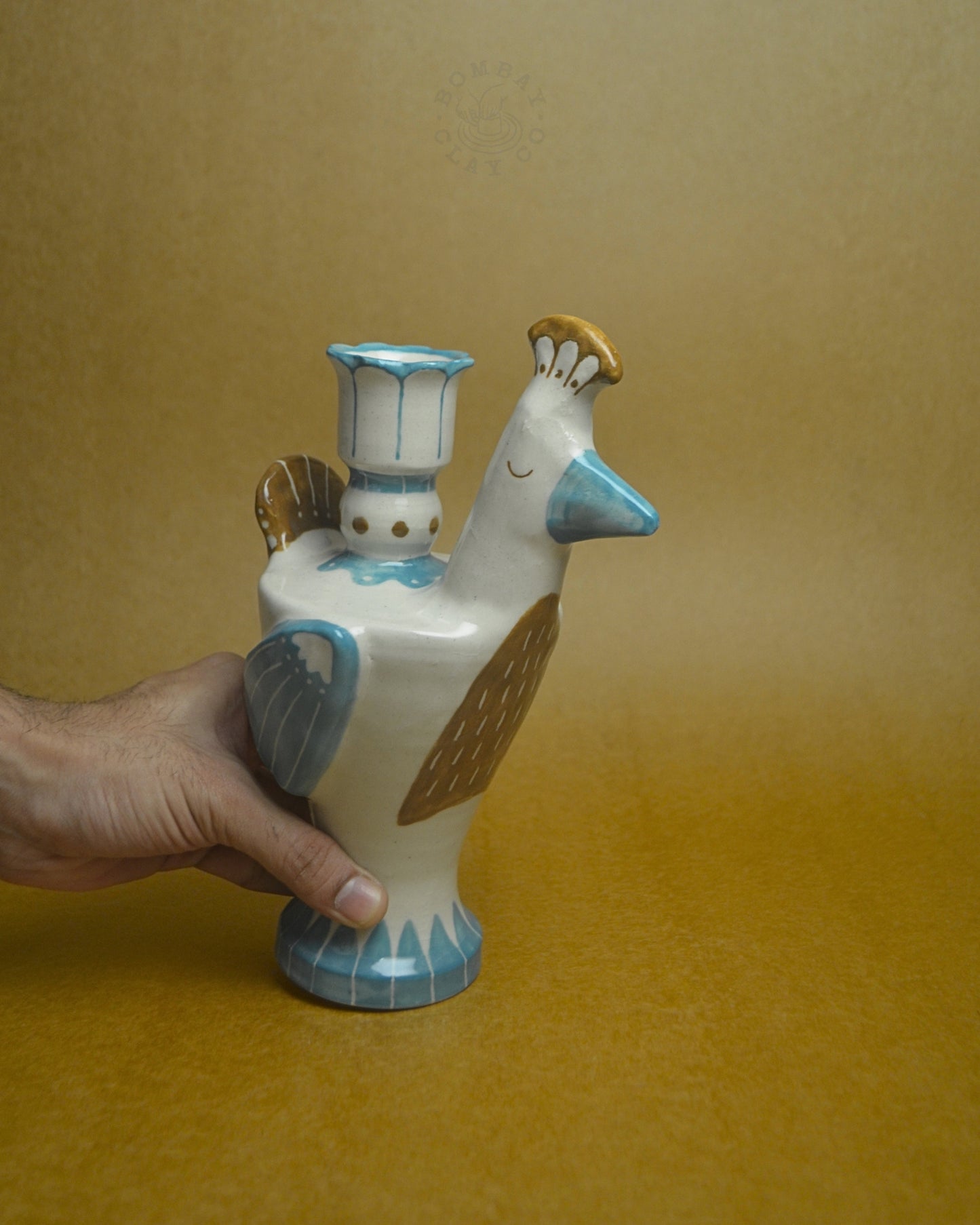 Candle Holder | Bird | Blue-Brown