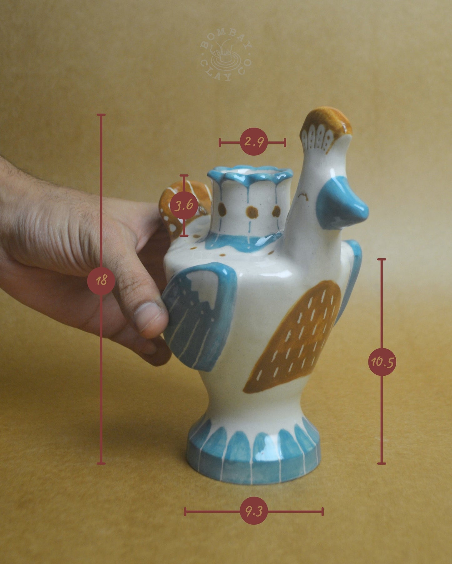 Candle Holder | Bird #4 | Blue-Brown