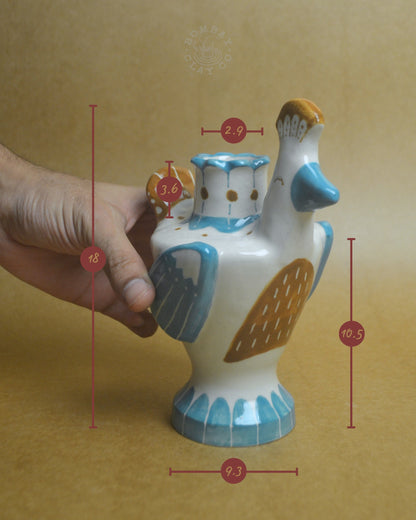 Candle Holder | Bird #4 | Blue-Brown
