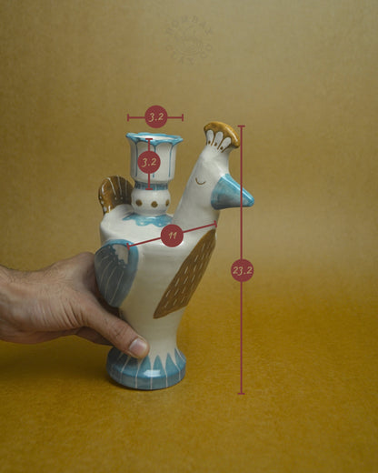 Candle Holder | Bird | Blue-Brown