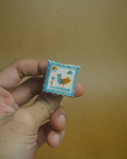Lapel Pin | Bird Postcard