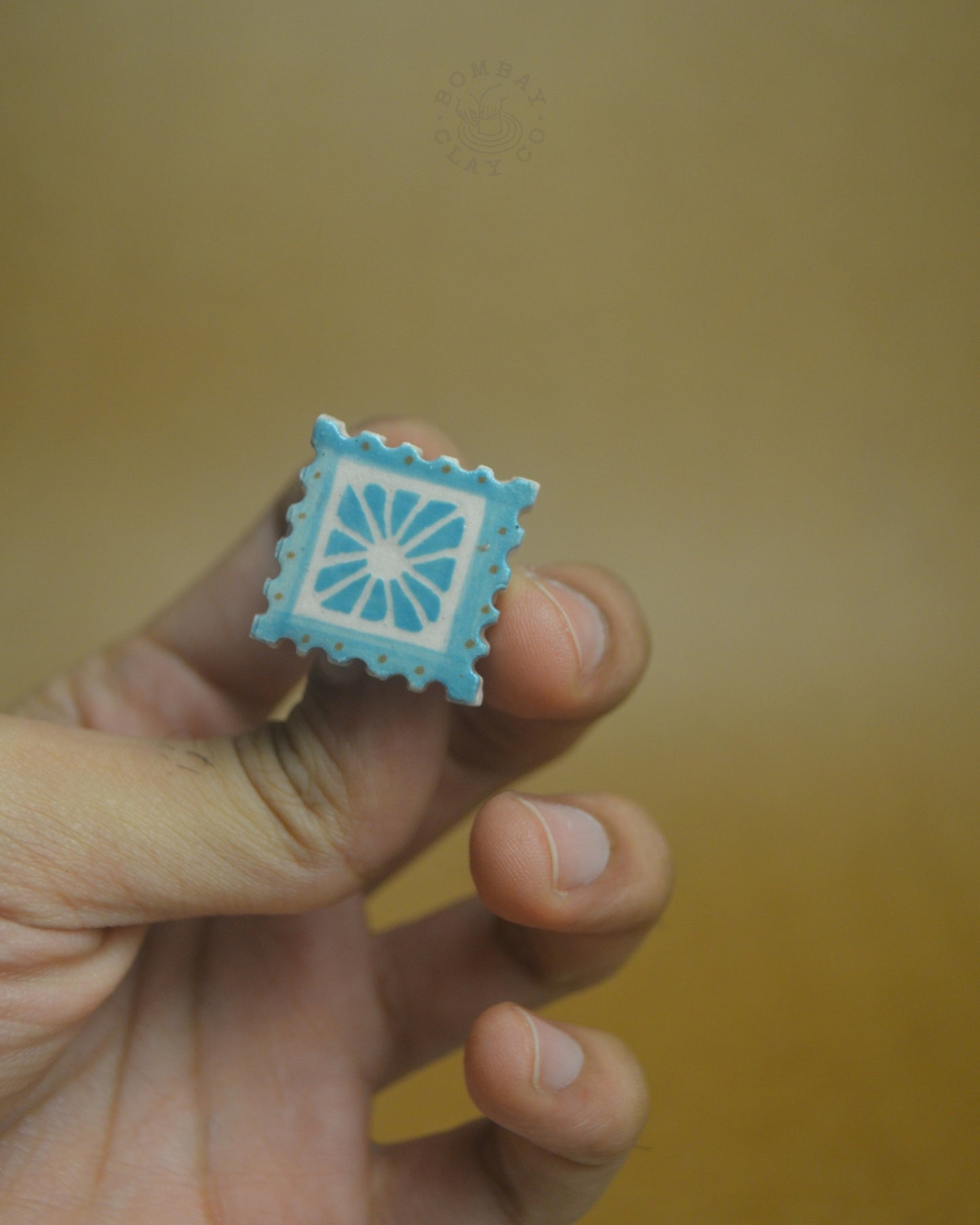 Lapel Pin | Flower Postcard | Blue #1