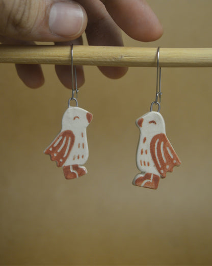 Earrings | Bird | Brown