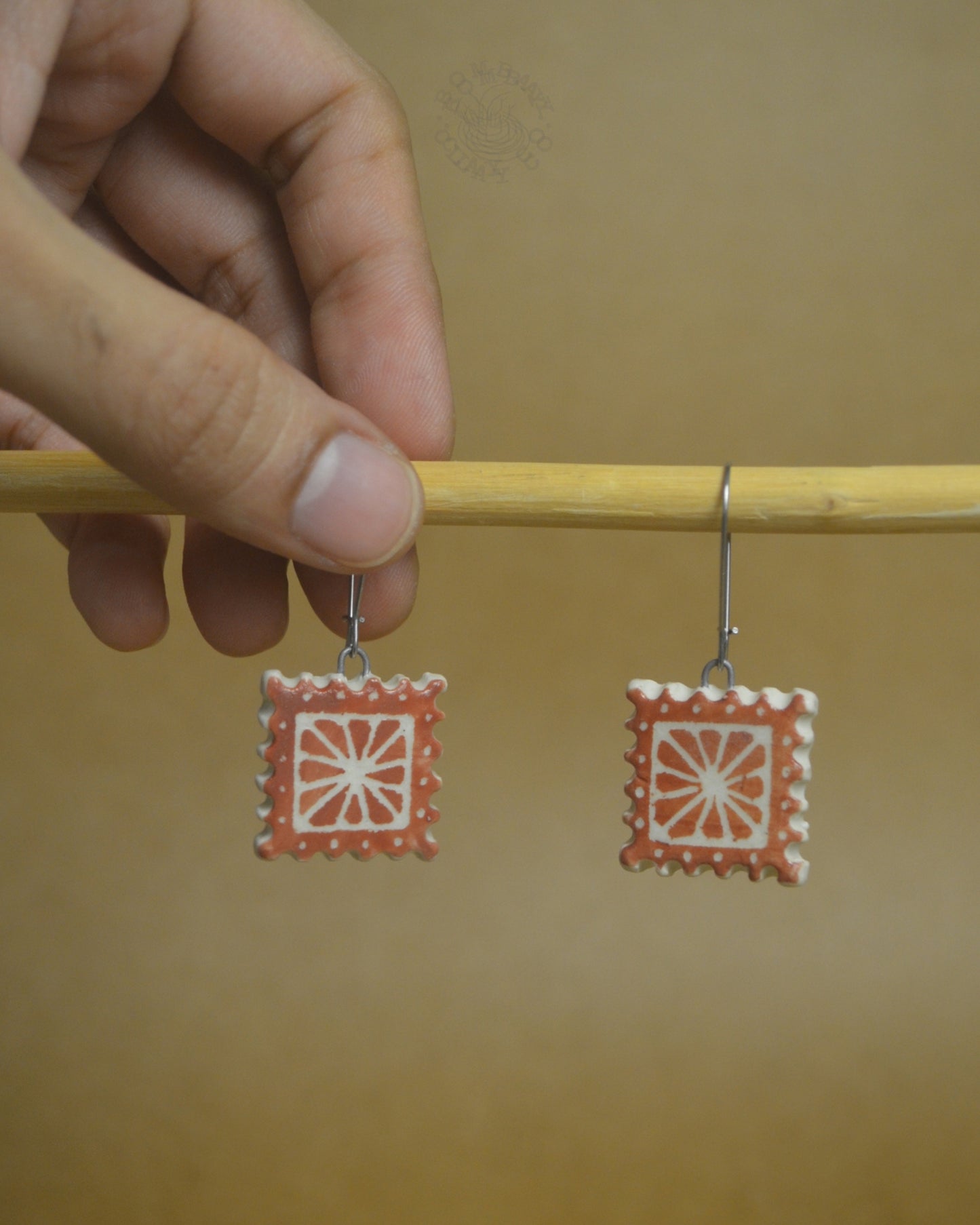 Earrings | Flower Postcard | Brown