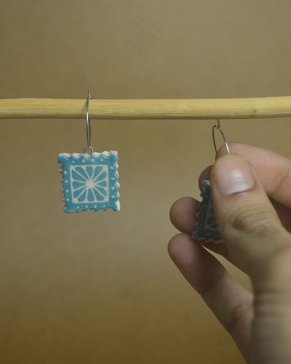 Earrings | Flower Postcard | Blue