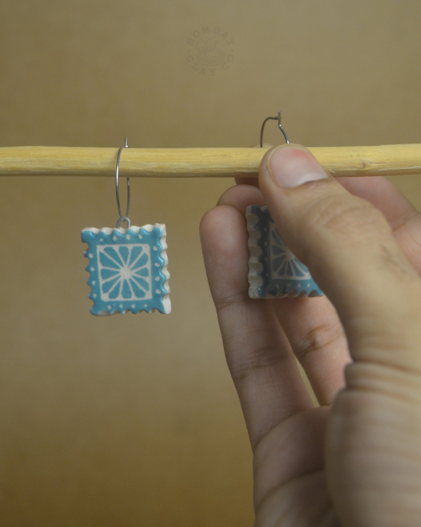 Earrings | Flower Postcard | Blue