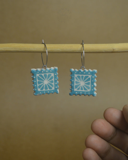 Earrings | Flower Postcard | Blue