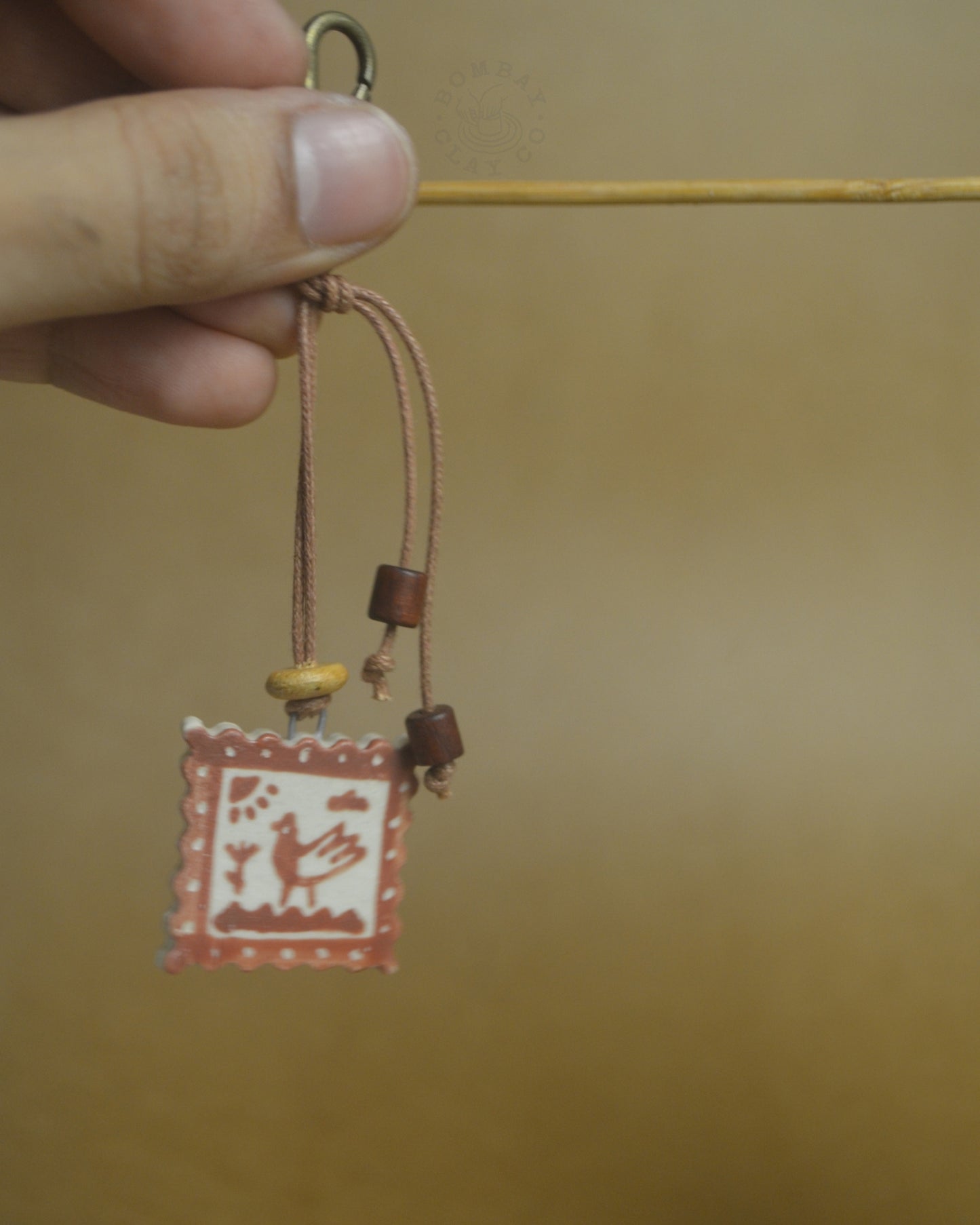 Bag Charm | Bird Postcard | Brown