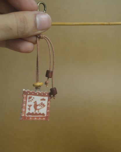 Bag Charm | Bird Postcard | Brown