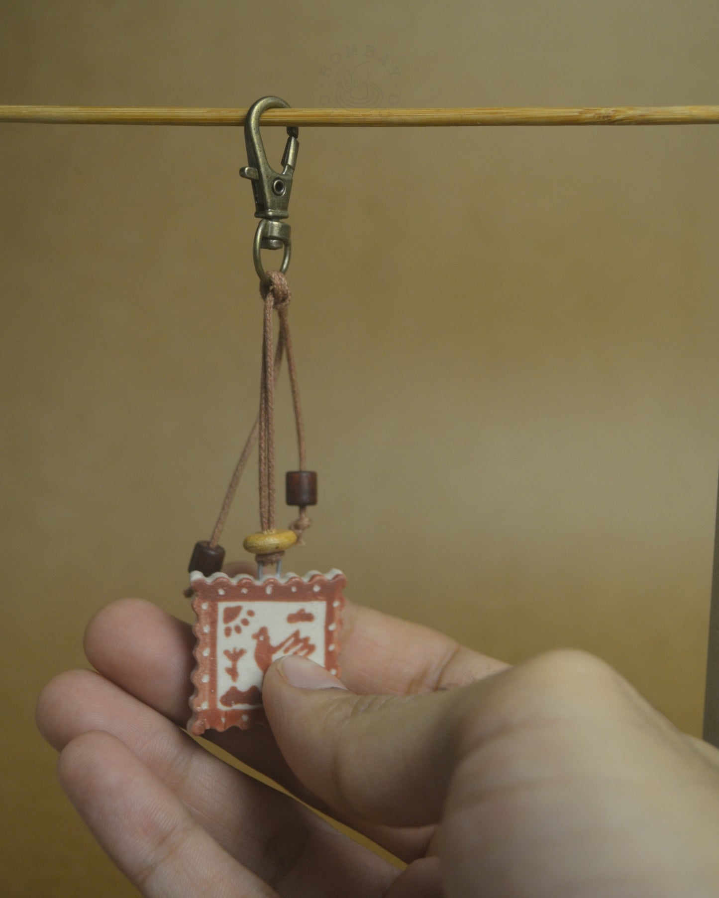 Bag Charm | Bird Postcard | Brown