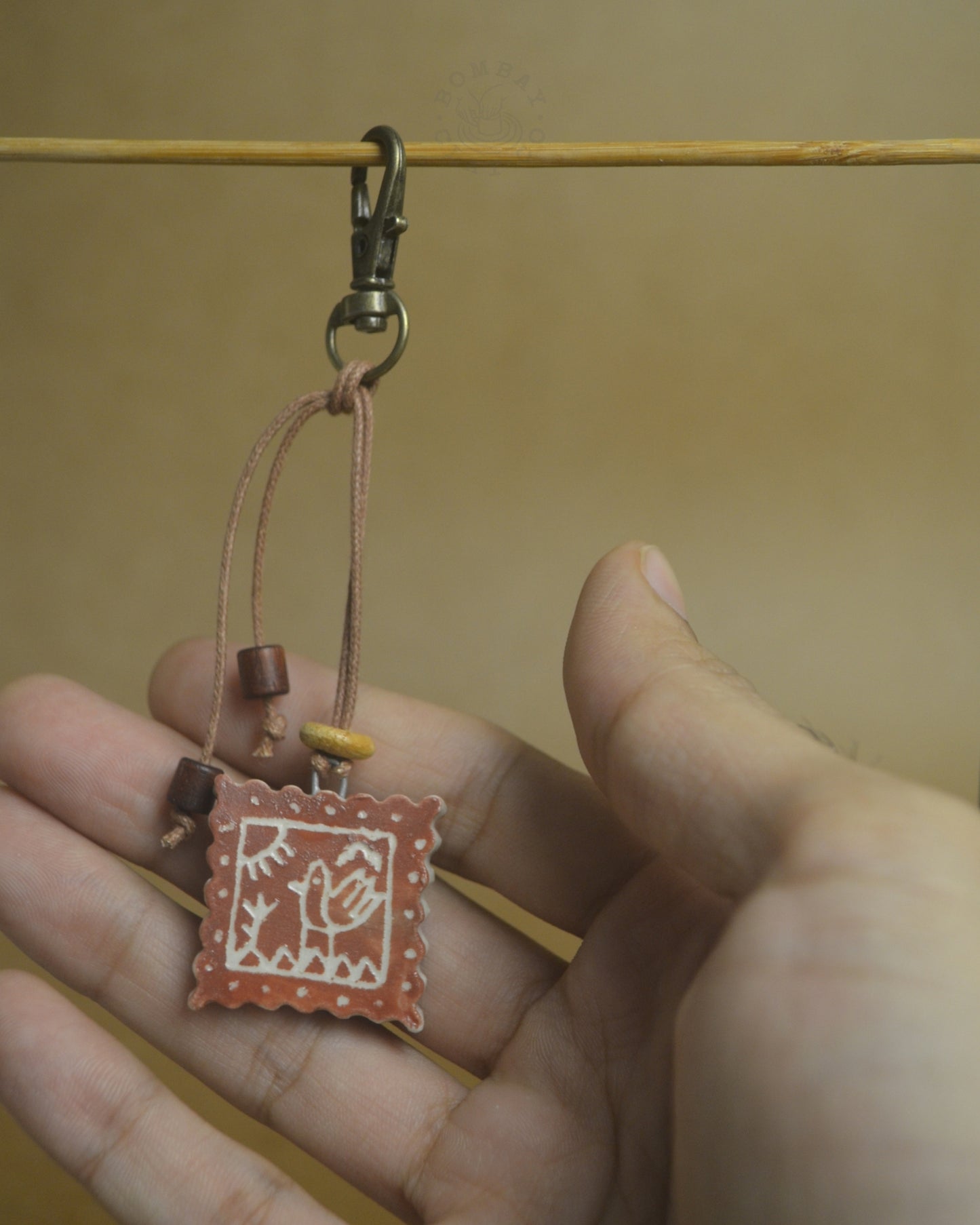 Bag Charm | Bird Postcard | Brown