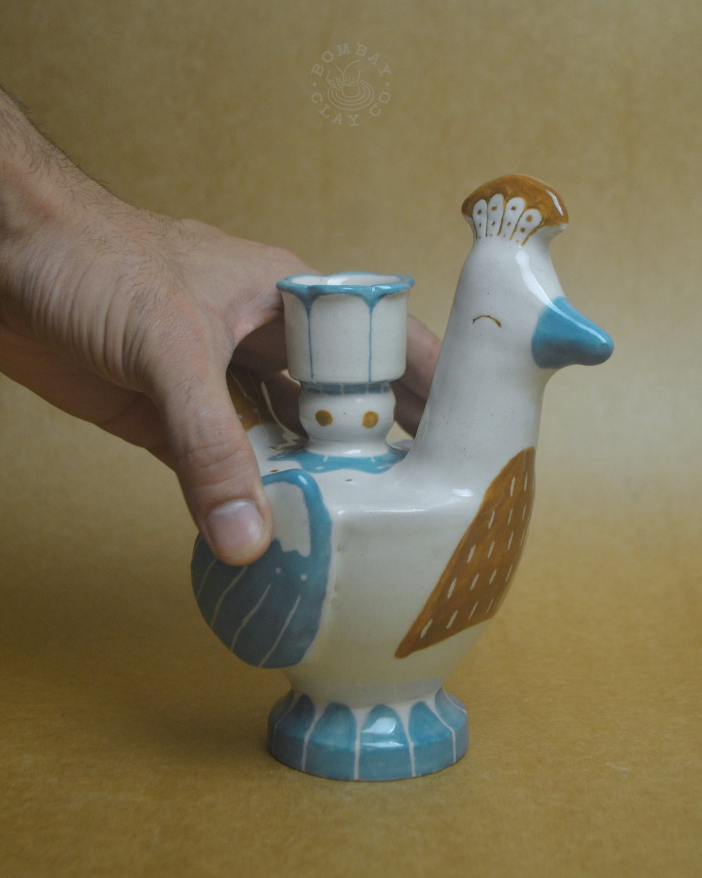 Candle Holder | Bird #2 | Blue-Brown