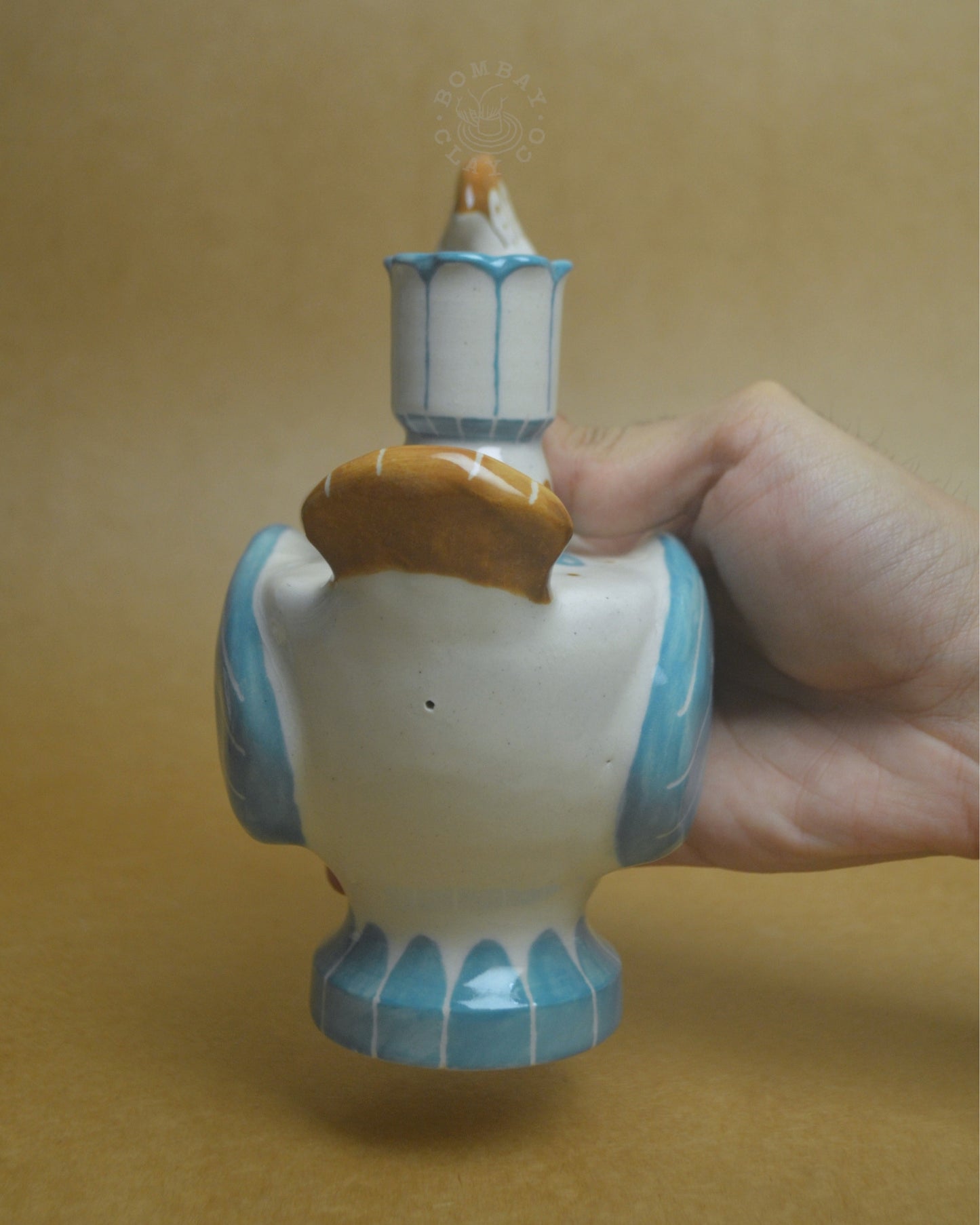 Candle Holder | Bird #3 | Blue-Brown