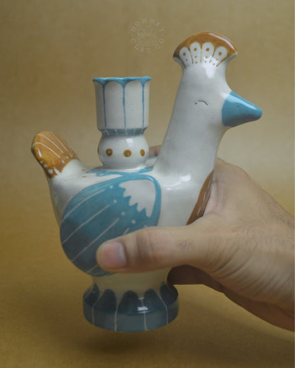 Candle Holder | Bird #3 | Blue-Brown