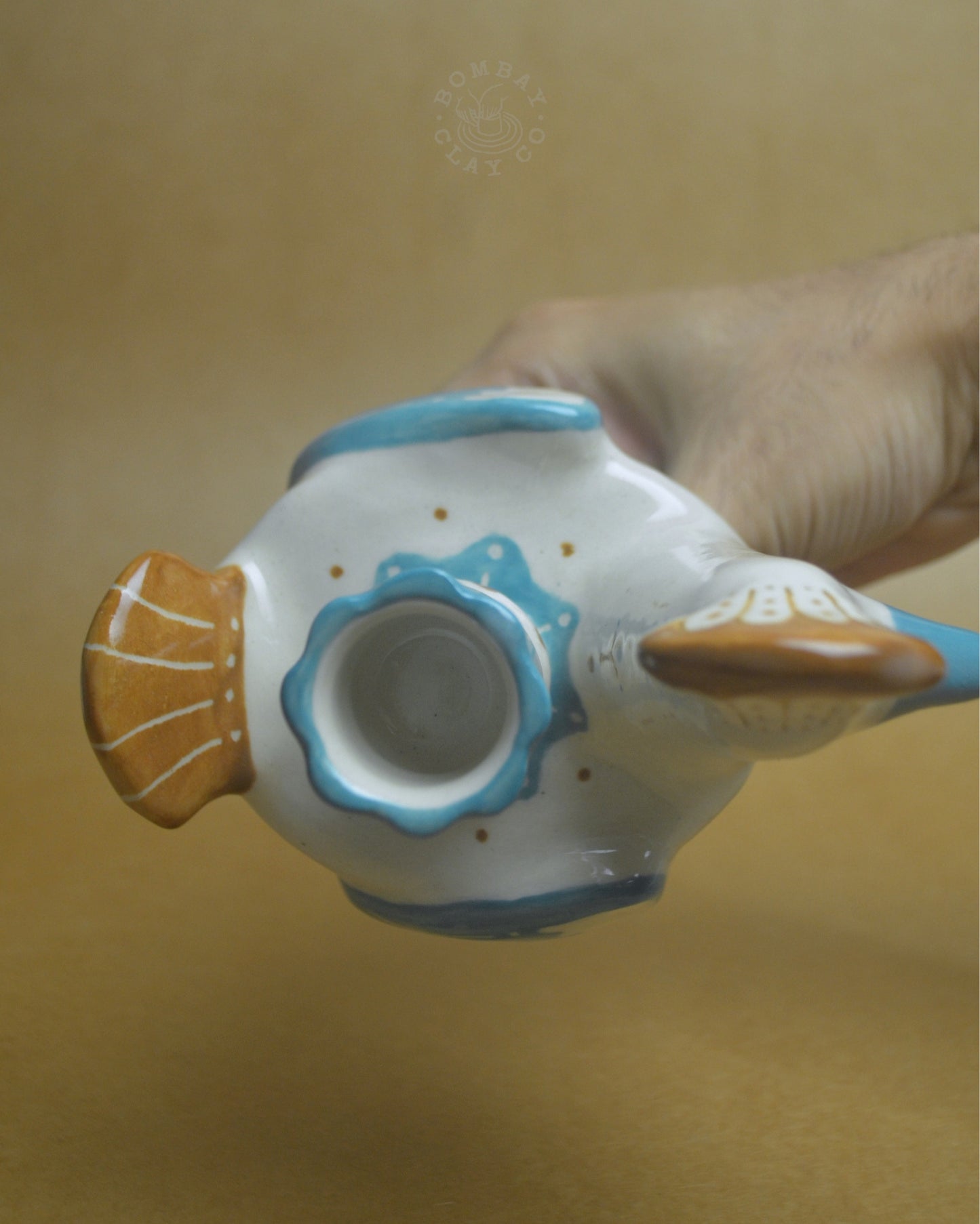 Candle Holder | Bird #3 | Blue-Brown