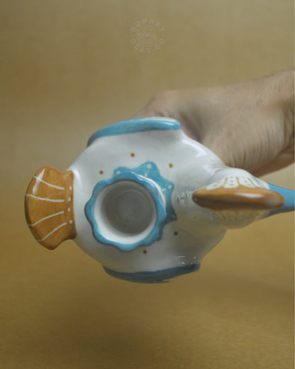 Candle Holder | Bird #3 | Blue-Brown