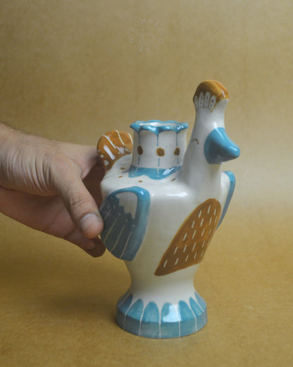 Candle Holder | Bird #4 | Blue-Brown