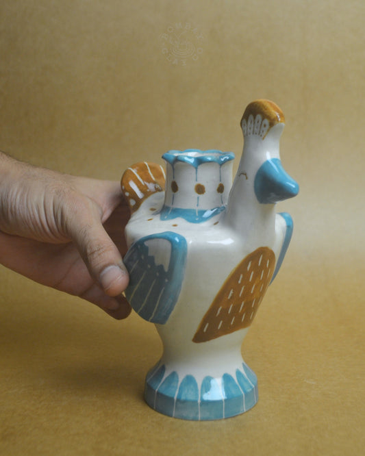 Candle Holder | Bird #4 | Blue-Brown