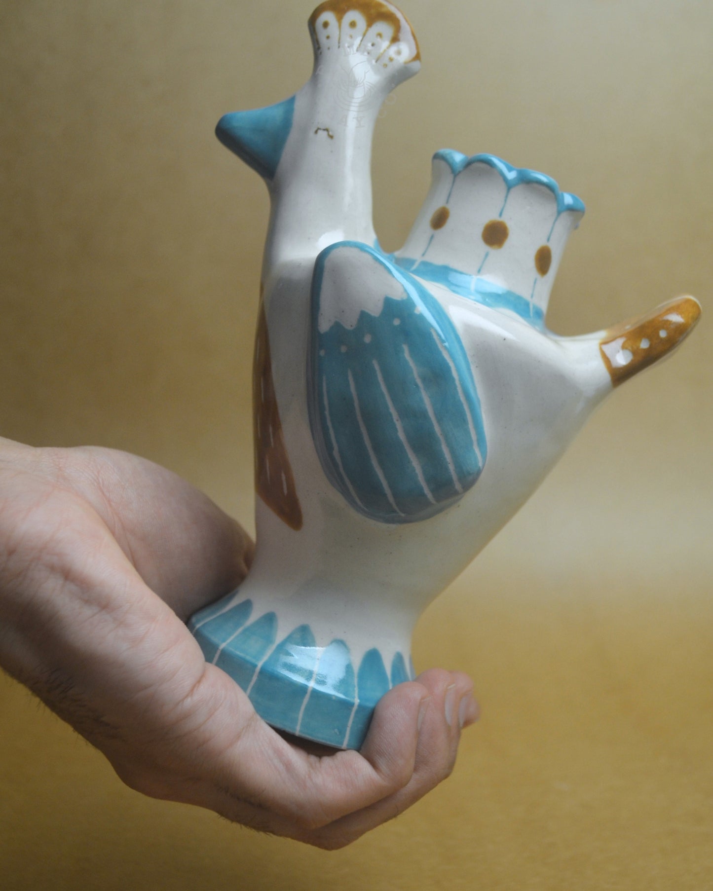 Candle Holder | Bird #4 | Blue-Brown