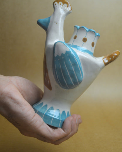 Candle Holder | Bird #4 | Blue-Brown