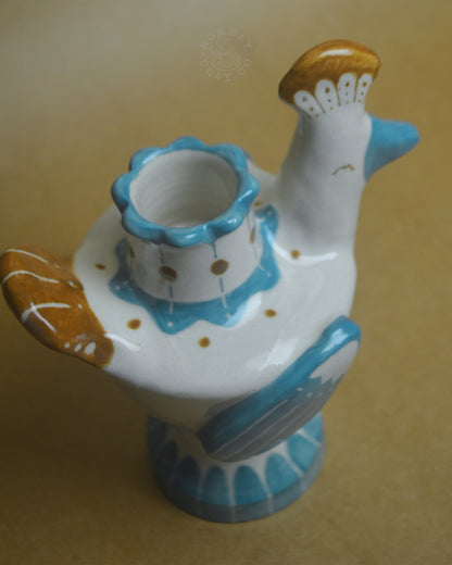 Candle Holder | Bird #4 | Blue-Brown