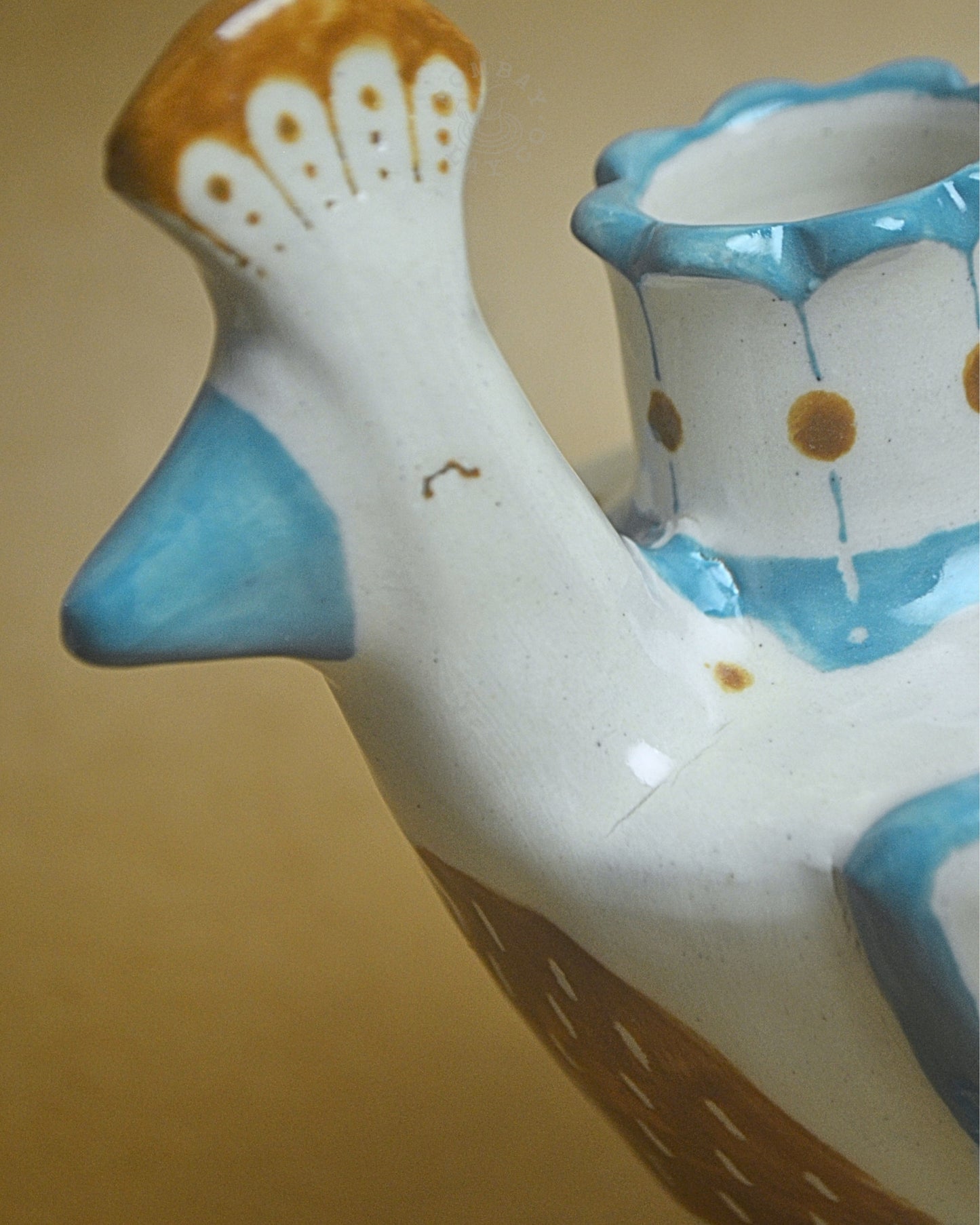 Candle Holder | Bird #4 | Blue-Brown