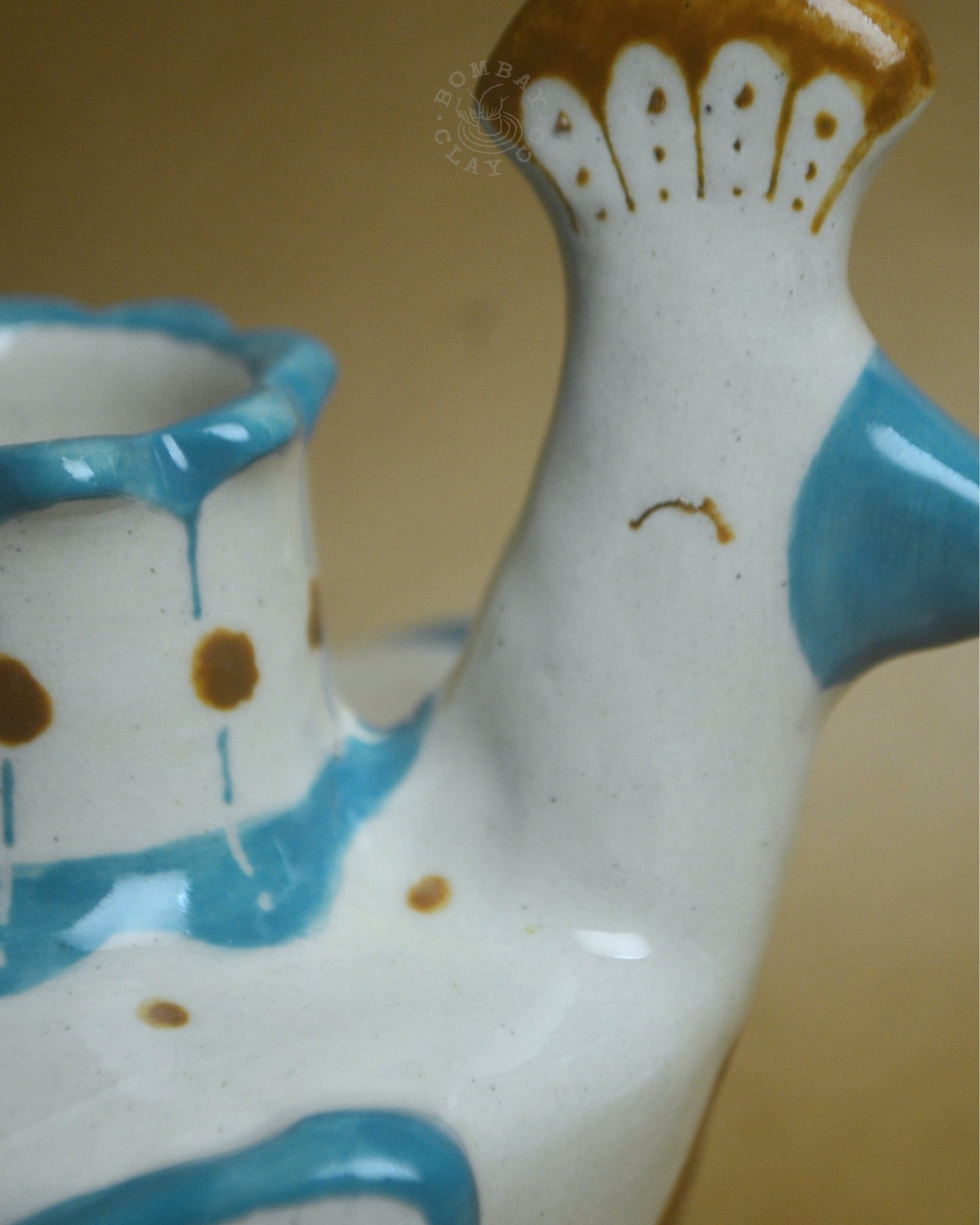 Candle Holder | Bird #4 | Blue-Brown