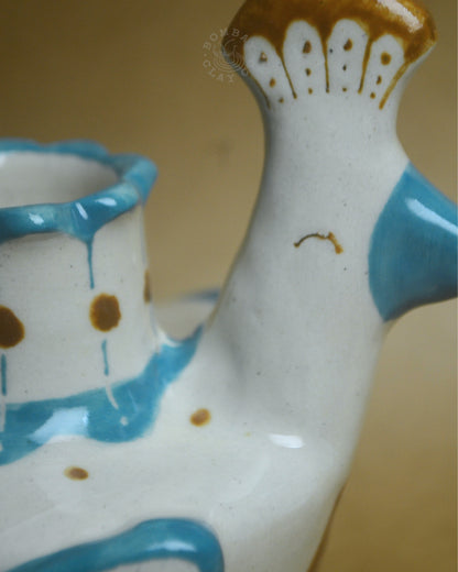 Candle Holder | Bird #4 | Blue-Brown